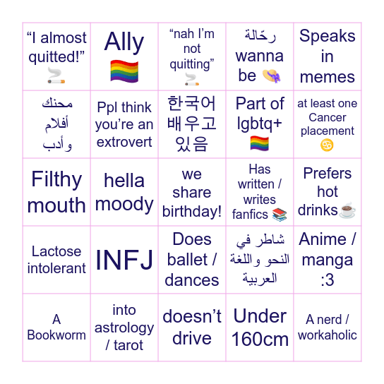 shushu bingo Card