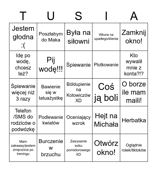 NIESAMOWITE BINGO TUSI Bingo Card