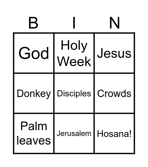 PALM SUNDAY Bingo Card