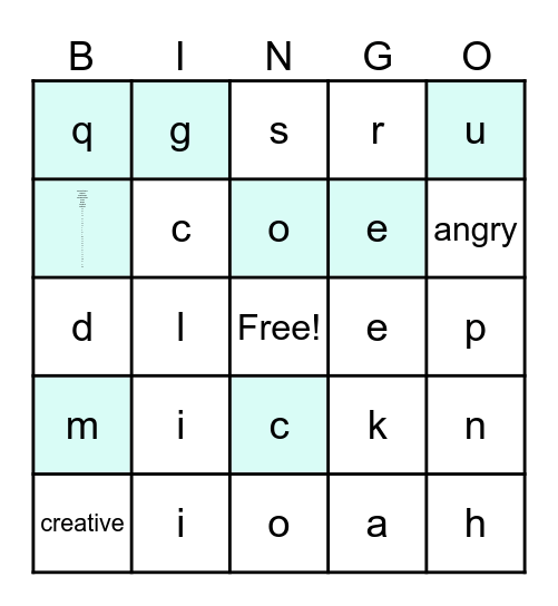 Alphabet Bingo Card