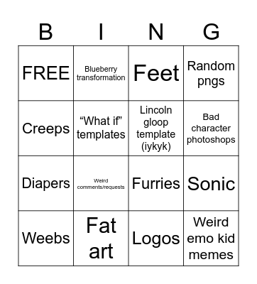 Deviantart bingo Card