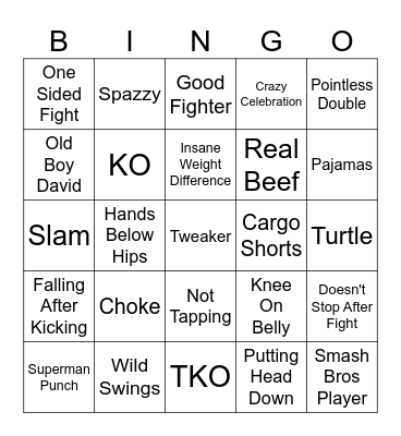 Street Beefs Bingo Card