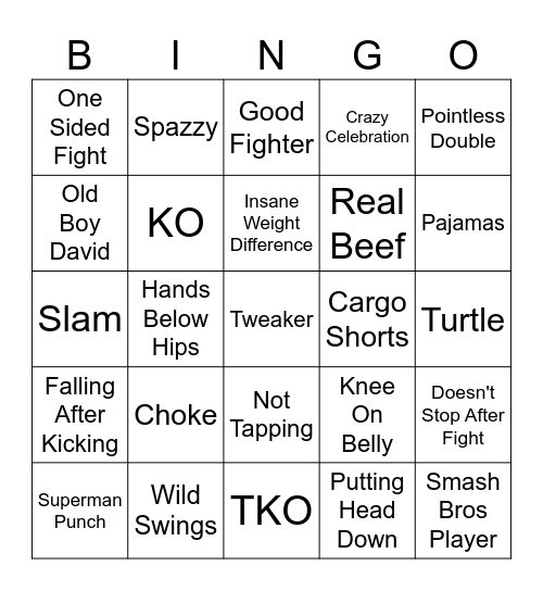 Street Beefs Bingo Card
