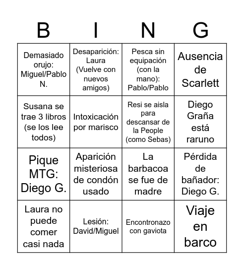 Muxia 2025 Bingo Card