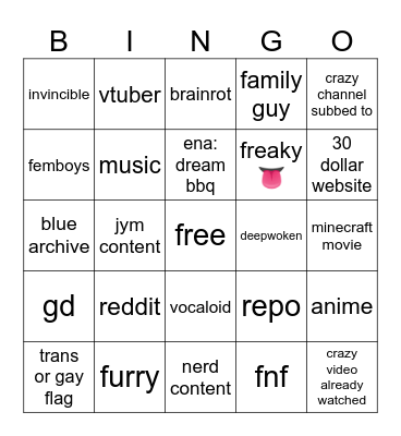 cooked recomendadtion Bingo Card