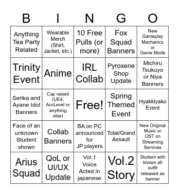 ブルアカらいぶ！すぷりんぐはずかむ！SP Bingo Card