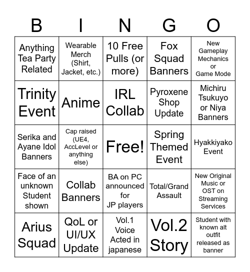 ブルアカらいぶ！すぷりんぐはずかむ！SP Bingo Card