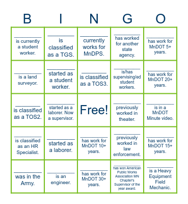 Staff Career Path Bingo - Write in names. Bingo Card