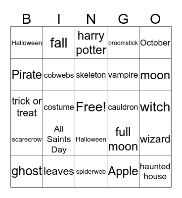 Halloween Bingo Card