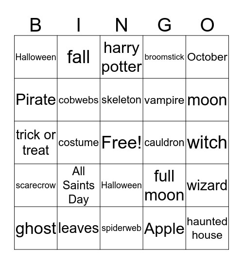 Halloween Bingo Card