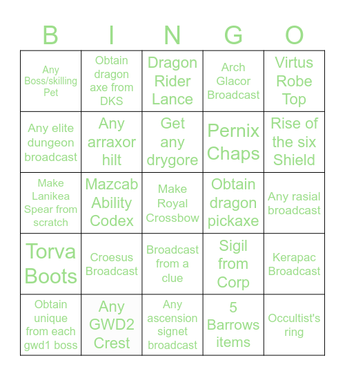RS3 PVM BINGO Card