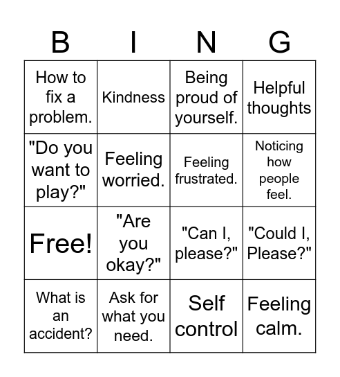 1st Bingo Card