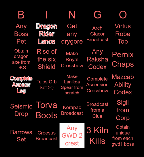 RS3 PVM BINGO Card