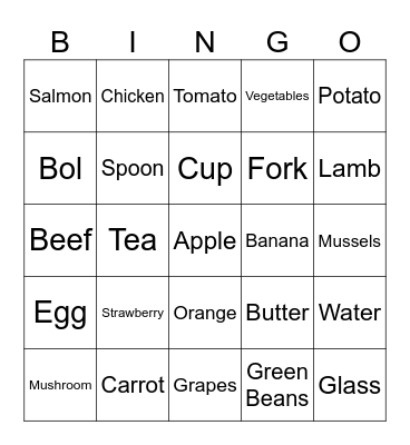 French Food Bingo Card