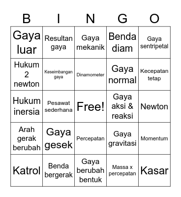 Science Bingo Card
