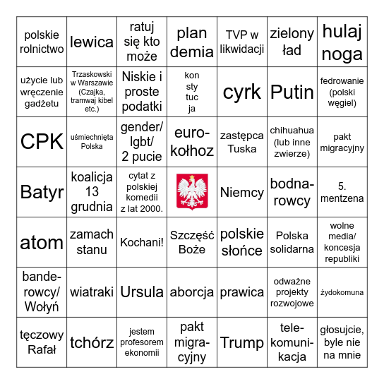 Debata prezydencka 2025 bingo Card