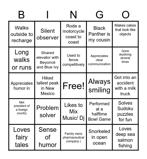 Sales Execution Team Event Bingo Card