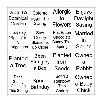 Easter Bingo Card