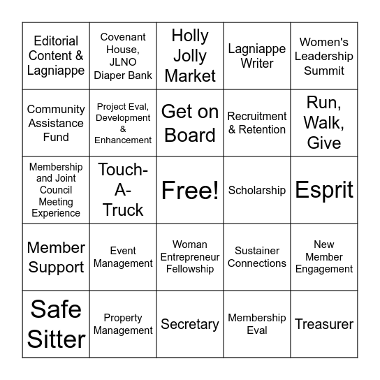 JLNO Placement Fest 2025 Bingo Card