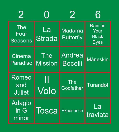 PROGRAM MUSIC [MILANO VER.] Bingo Card
