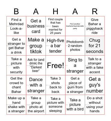 Bachelorette Bingo! Bingo Card