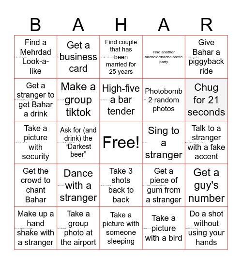 Bachelorette Bingo! Bingo Card