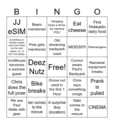 Day 3 Cyclathon Bingo Card