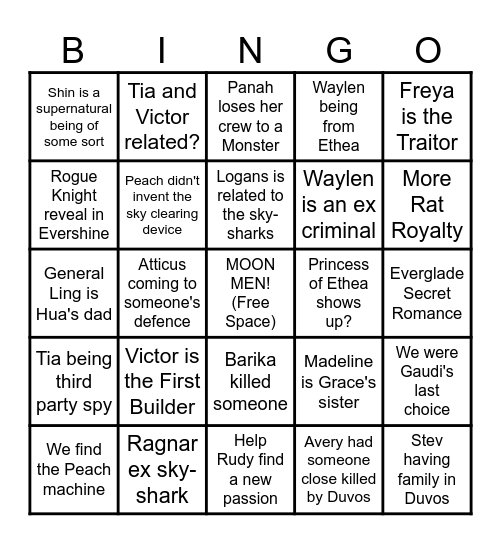 Evershine Theory Bingo Card