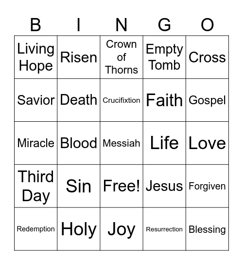 Easter Bingo Card