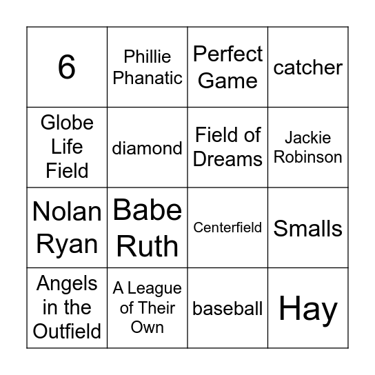 Baseball Trivia Bingo Card