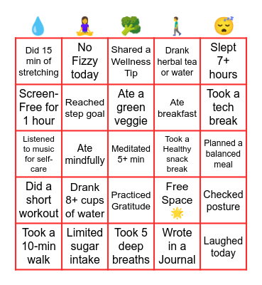 Health Bingo Card Bingo Card