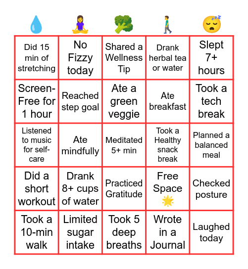 Health Bingo Card Bingo Card