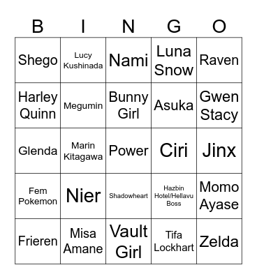 Cosplay Spotter Bingo Card