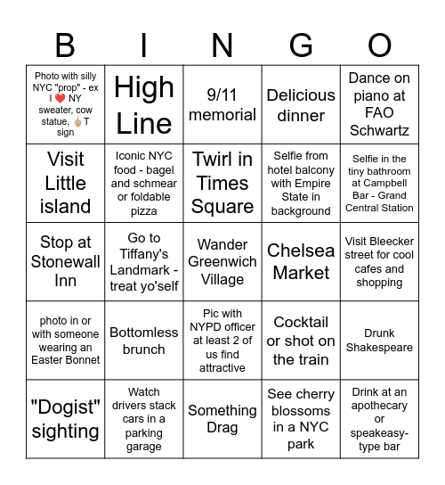 50th in NYC Bingo Card
