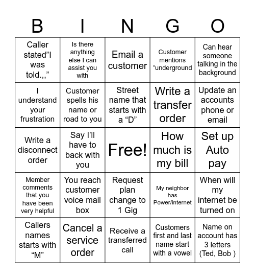 Untitled Bingo Card