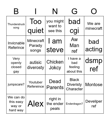 minecraft noive bingo Card