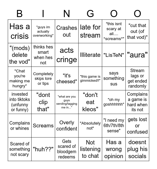 Libo Bingo Card