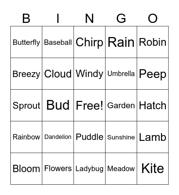 Hello Spring Bingo Card