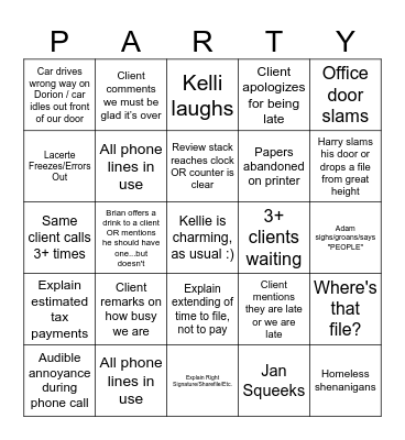 DEADLINE DAY Bingo Card