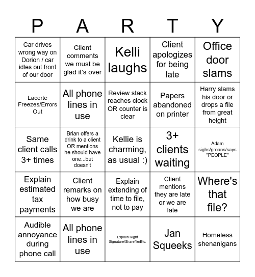 DEADLINE DAY Bingo Card