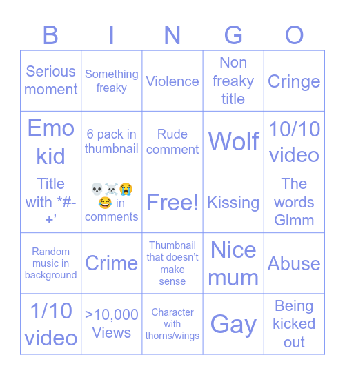 Gacha life Bingo Card
