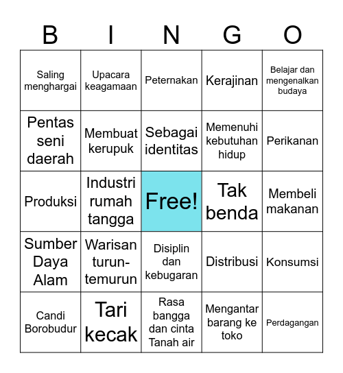 Daerahku Kebangganku Bingo Card