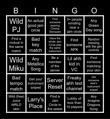 Solo Queue Jam Stage Bingo Card