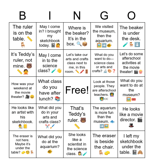 YBM B6 U1-10 Review Bingo Card