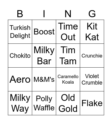 Trents Bingo Card