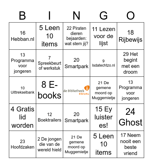 Biebbingo groep 8 Bingo Card