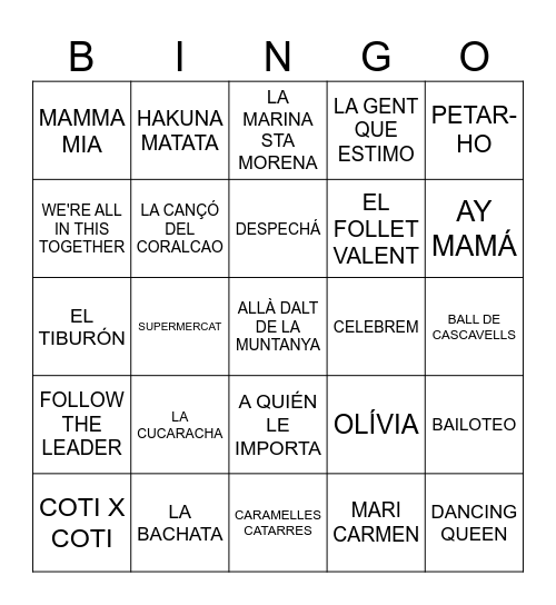 CARAMELLES 2025 Bingo Card