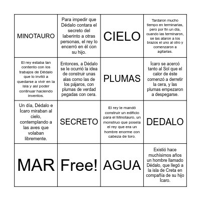 DÉDALO E ÍCARO Bingo Card