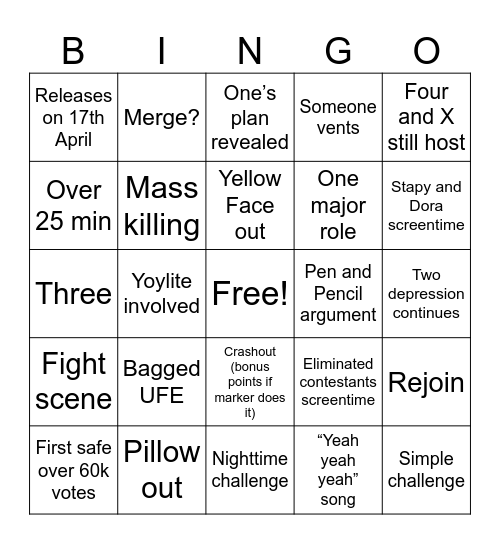 TPOT 17 Bingo Card
