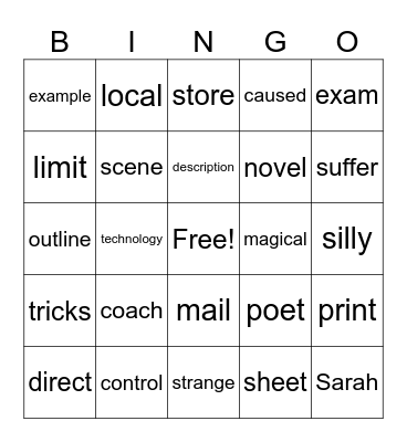 A Magical Book Bingo Card